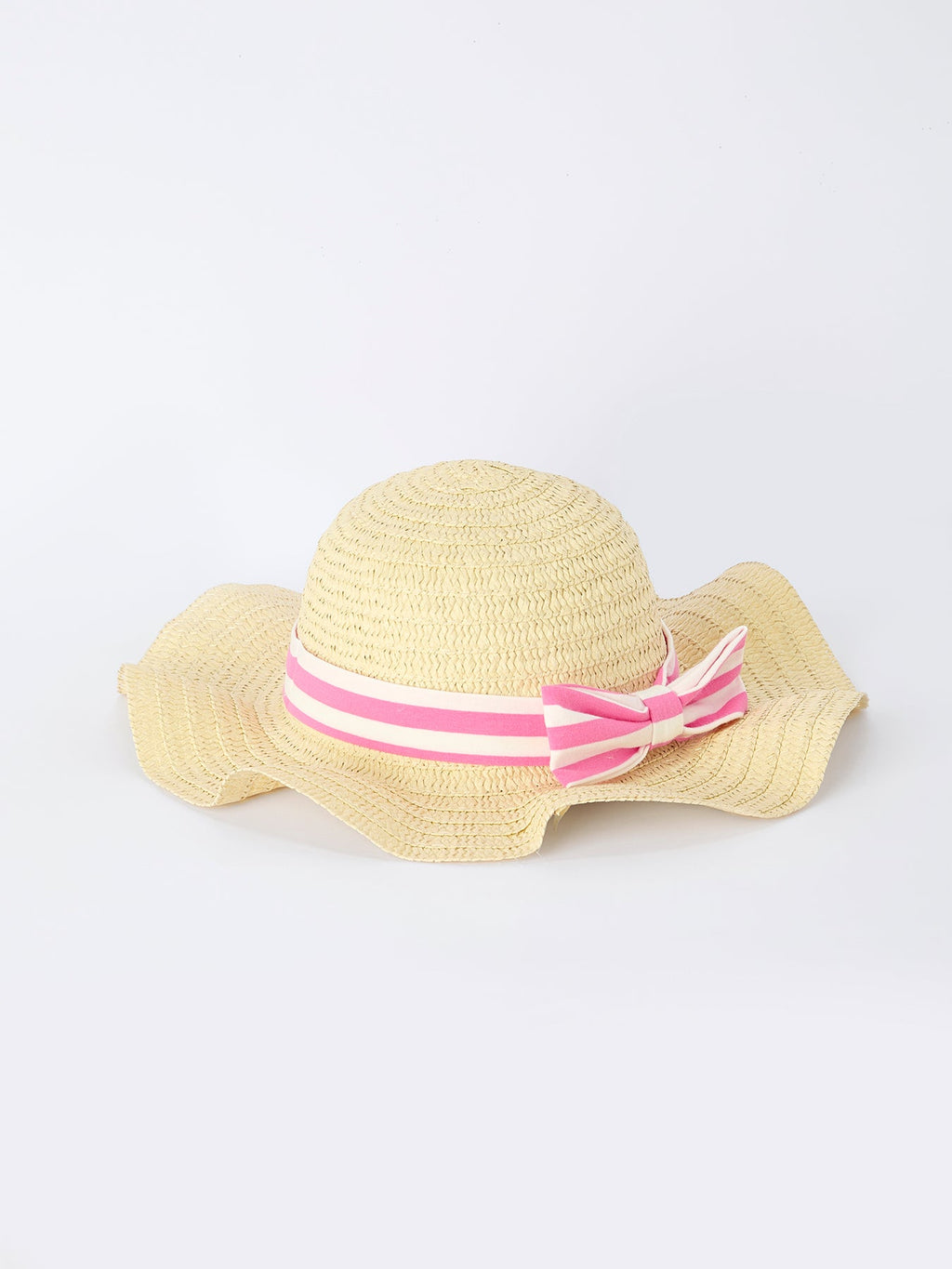 Spring Pink Striped Ruffled Girls' Dress with Hat