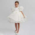 Children's Model Catwalk Birthday Host Piano Dress White