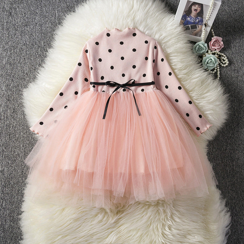 Baby Girls Spring Winter Long Sleeve Tutu Lace Dresses Infantil Newborn 1st Birthday Party Clothes Christening Gown Casual Wear Pink