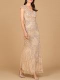 Beaded Cap Sleeve Gown | Lara 28863 Nude