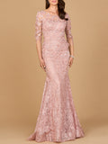 Short Sleeve Lace Mermaid Gown Blush