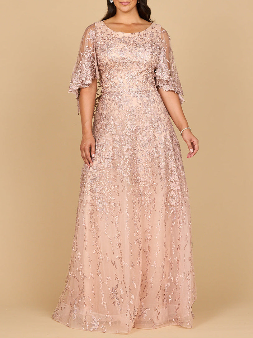 Cape Sleeve Mother's Gown | 28881 Blush