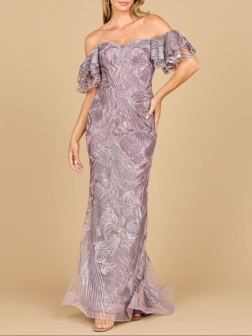 Off Shoulder Mermaid Lace Gown | Lara 28884 Heather Ombre