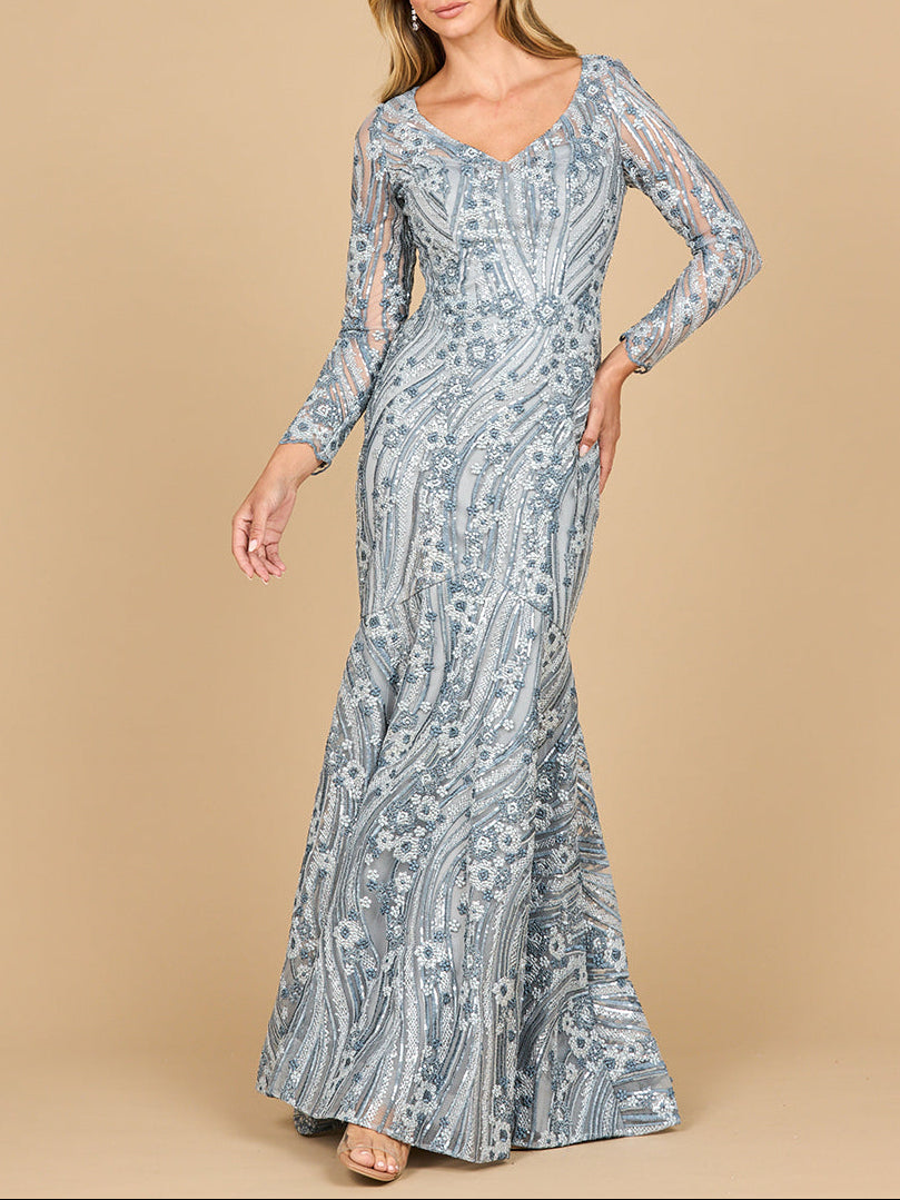 Mermaid, Long Sleeve Gown | 28885 Slate