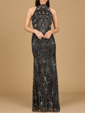 Halter Neck Beaded Dress Black