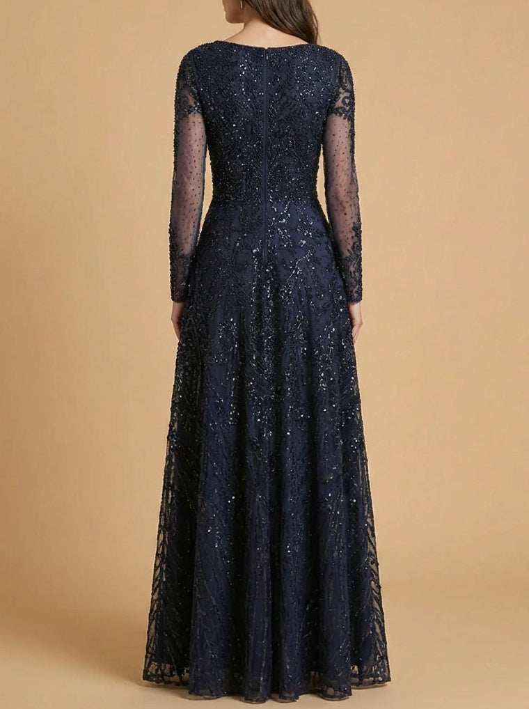 Long Sleeve High Neck Gown | 28904