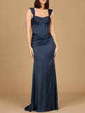 Sleeveless Corset Gown Navy