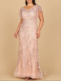 Cap Sleeve Mermaid V-neck Gown Blush