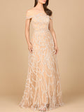 Off Shoulder A-line Gown Champagne