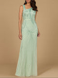 Asymmetrical, Beaded Gown Mint