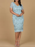 Beaded Midi Dress with Cap Sleeves Periwinkle