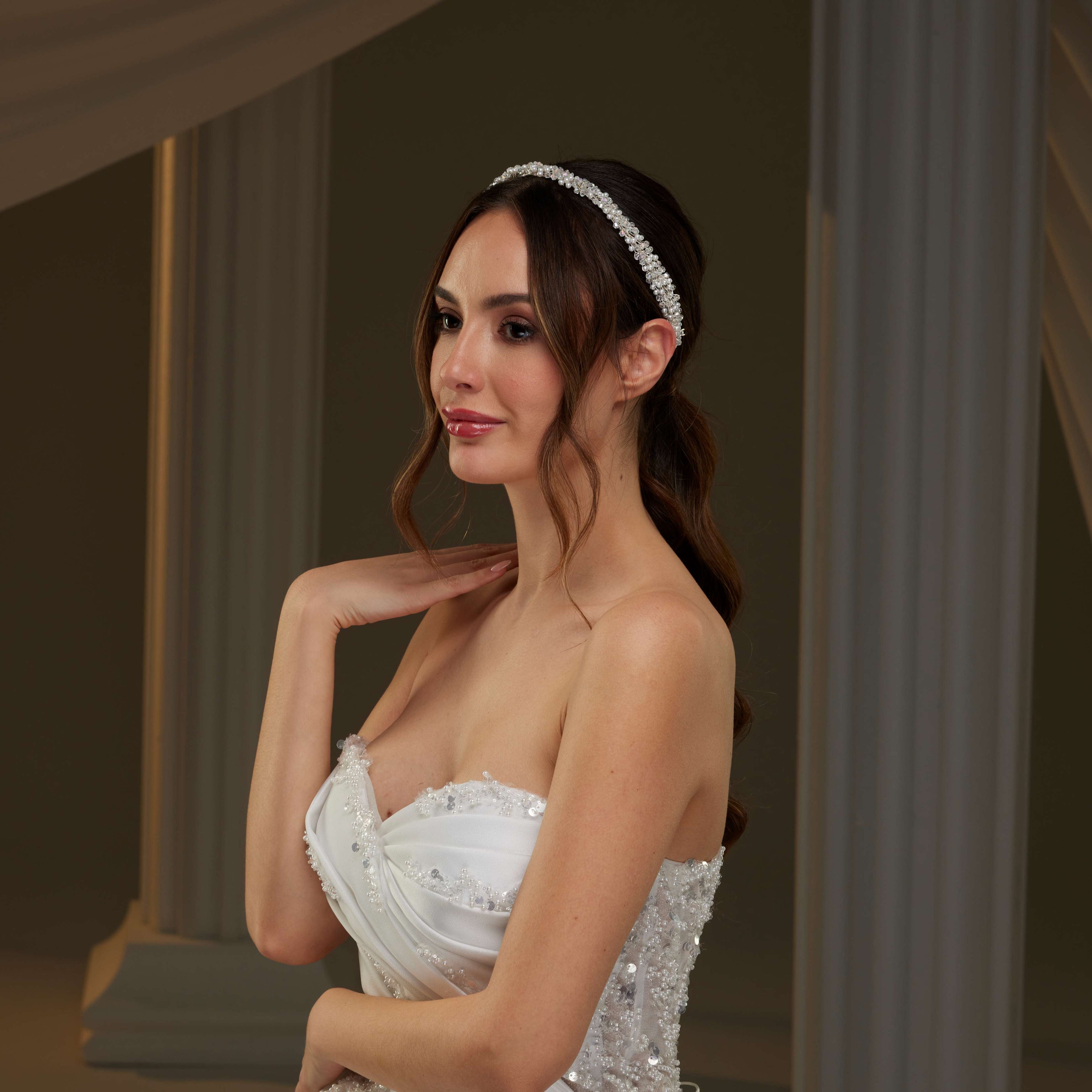 Pearl and Crystal Halo Band