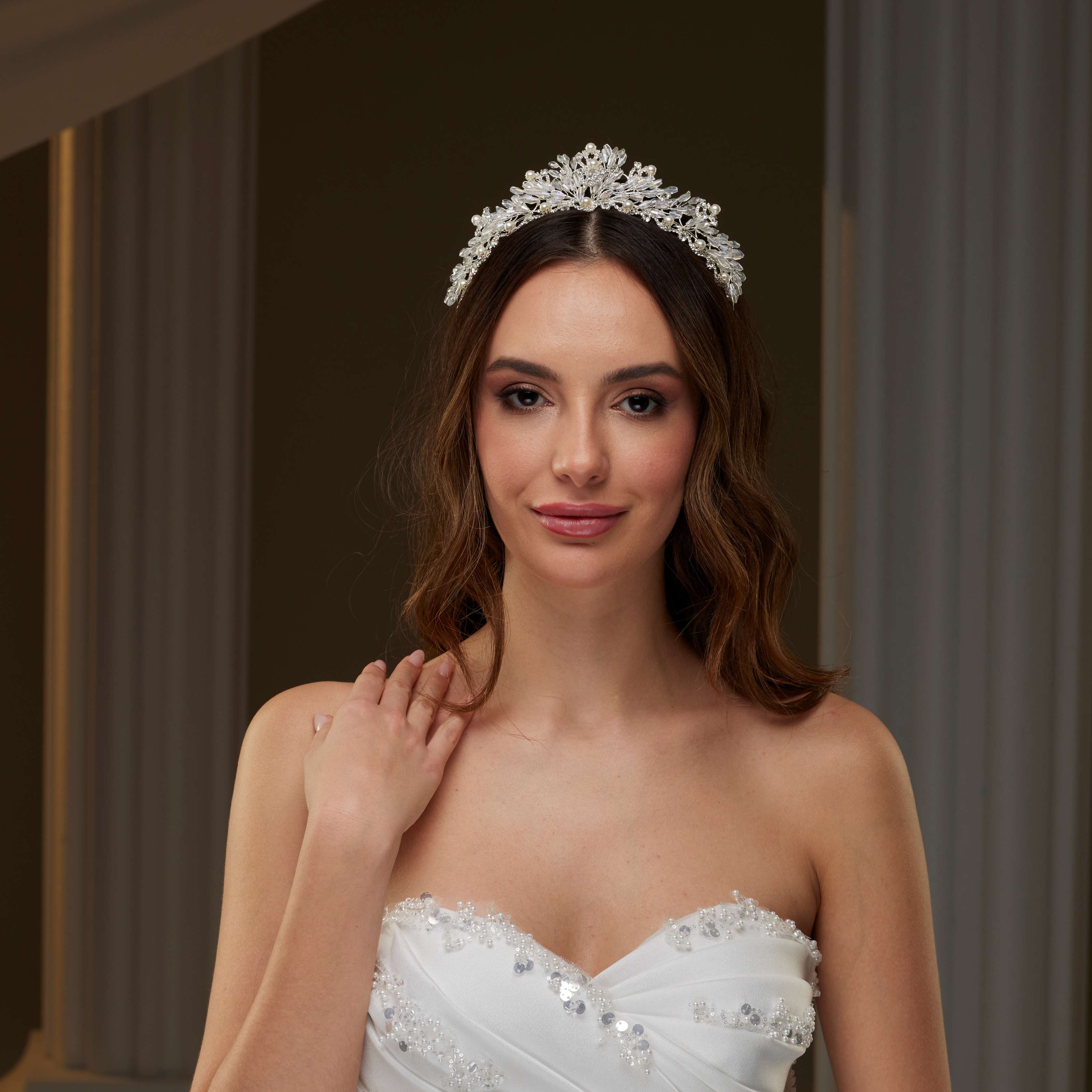 Pearl and Crystal Bridal Tiara