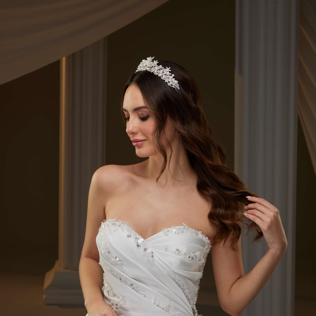Elegant Crystal & Pearl Tiara