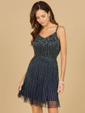 Spaghetti Strap V-Neck Dress Navy