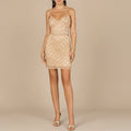 Spaghetti Strap Cocktail Dress with Fringes Champagne