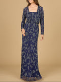Sheath Gown with Long Sleeve Jacket Navy