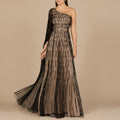 One Shoulder A-Line Gown Black