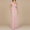 Off Shoulder Sheath Beaded Gown Dusty Rose