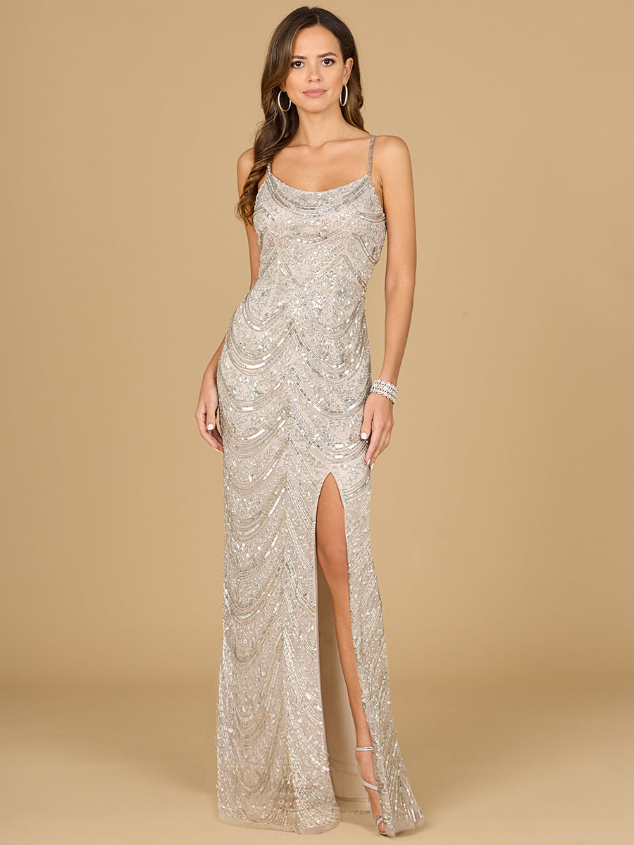 Scoop Neck Beaded Dress - OUTLET Silver