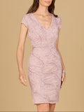 Cap Sleeve Cocktail Gown - OUTLET Mauve