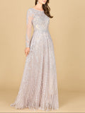 Long Sleeve High Neck Gown Fog