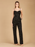 Beaded Spaghetti Strap Jumpsuit Black