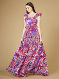 Printed Gown with Ruffle Skirt - OUTLET Red Print