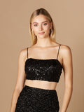 Spaghetti Strap Beaded Top Black