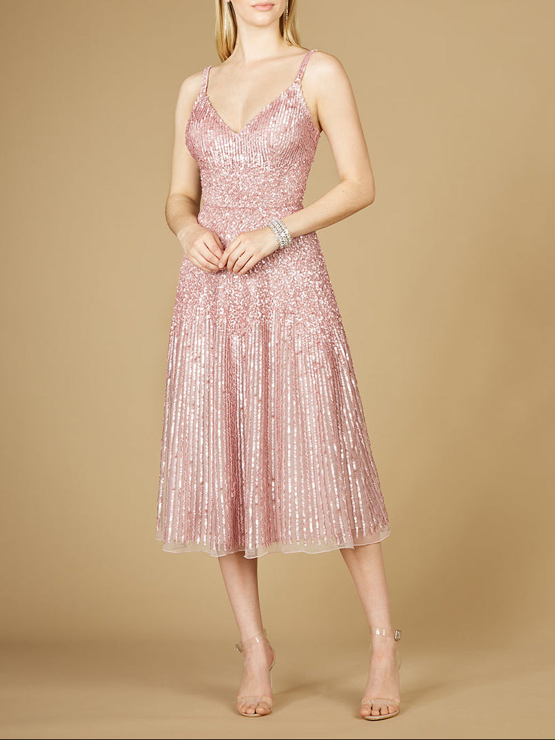 Flowing, Sequin Midi Dress Mauve