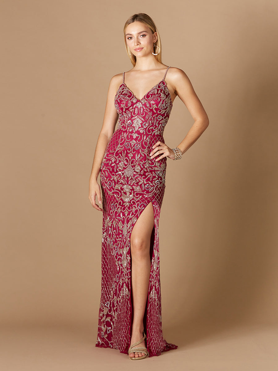 Beaded Tank Dress with Slit - OUTLET Raspberry