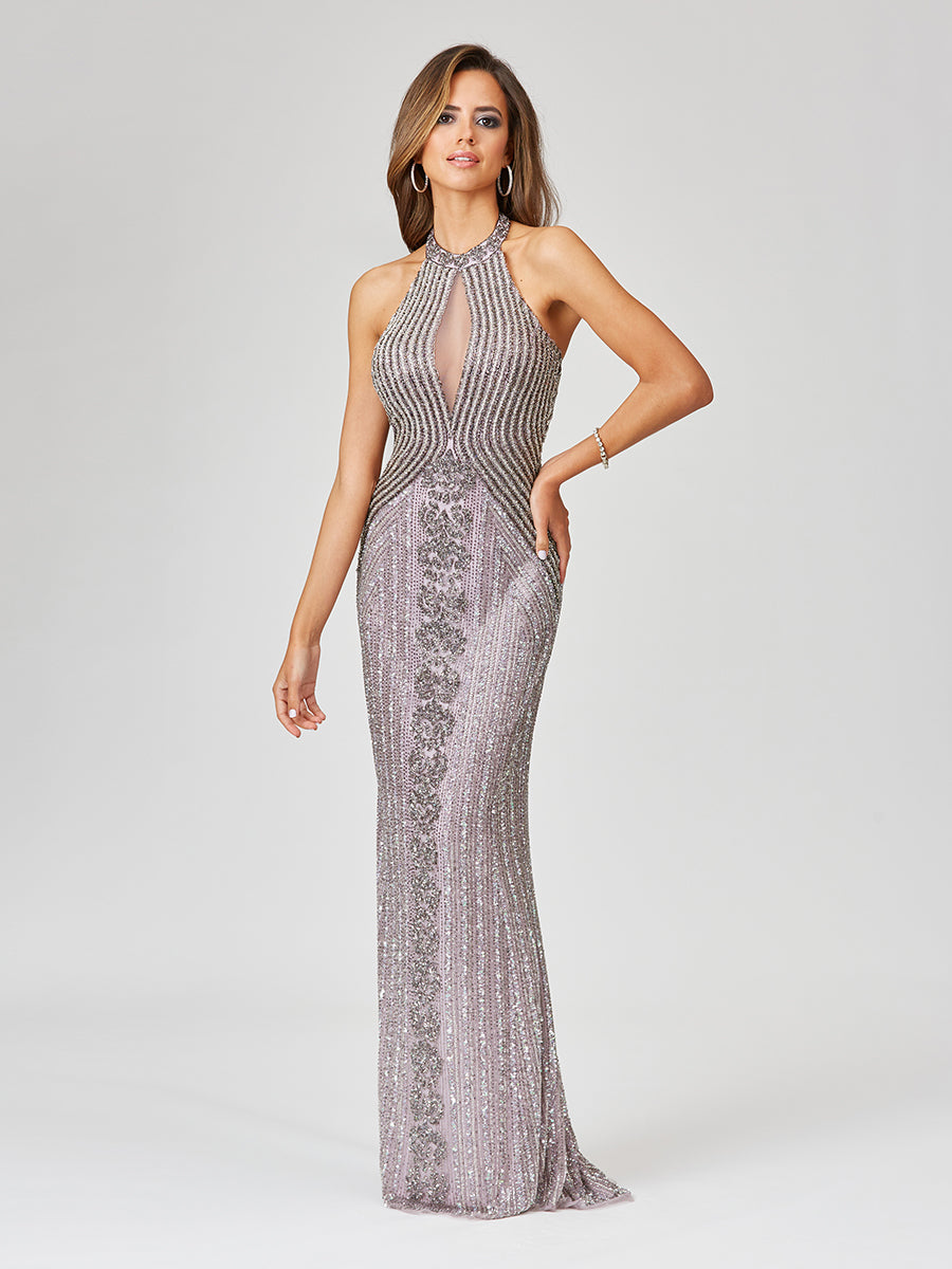 Halter Neck Dress with Keyhole Lilac