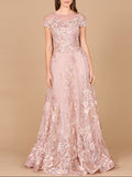 Lara 29619 - Beautiful Lace Applique A-line Ball Gown Dusty Rose