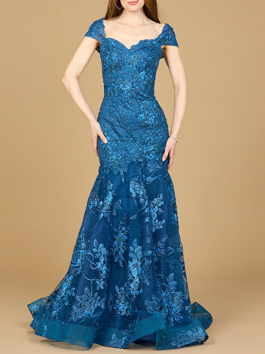 Cap Sleeve Mermaid Gown | 29642 Peacock Blue
