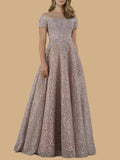 Sheer Off Shoulder Ball Gown | Lara 29765 Mauve