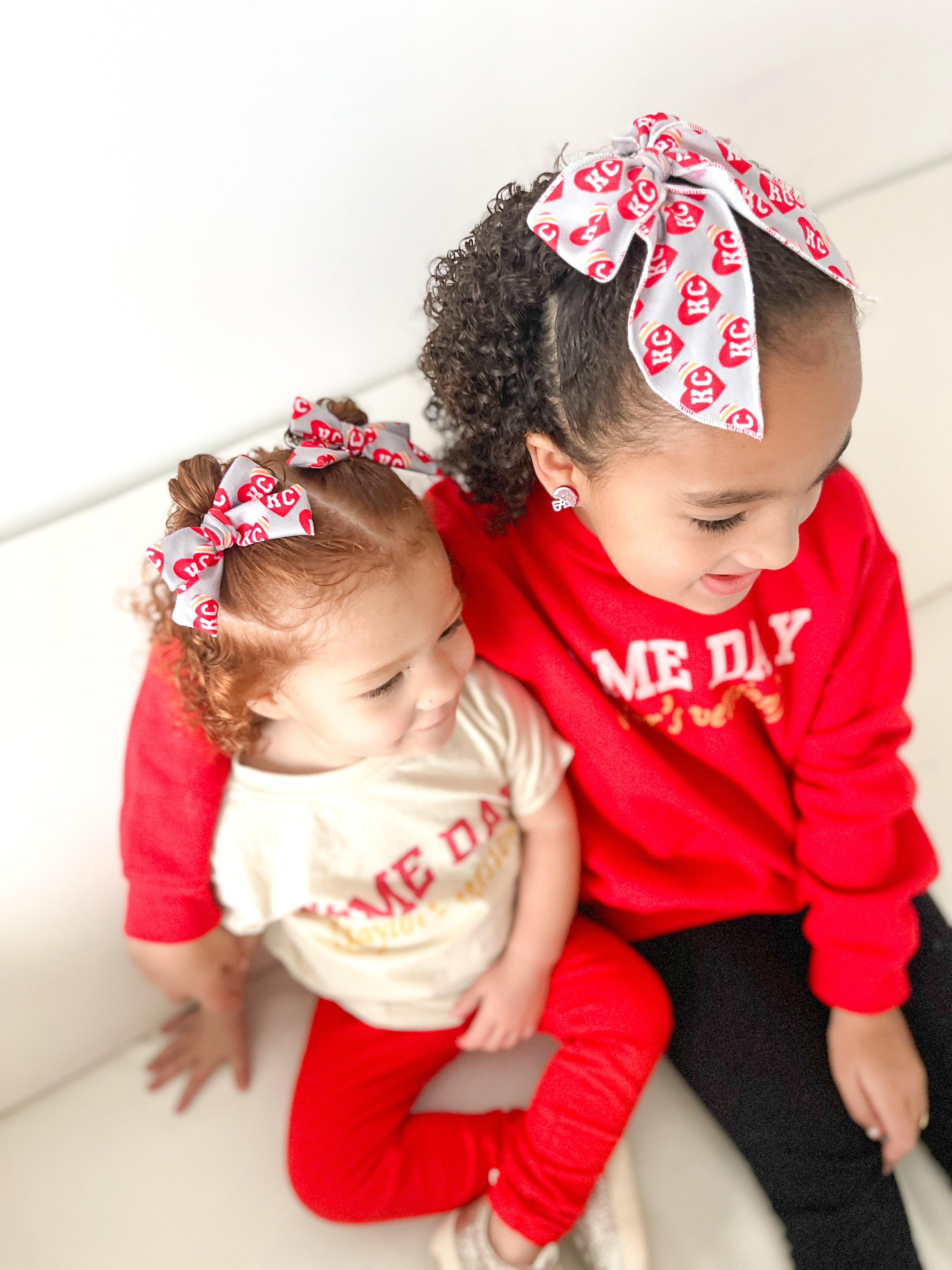 Gray Heart KC Oversized Bow