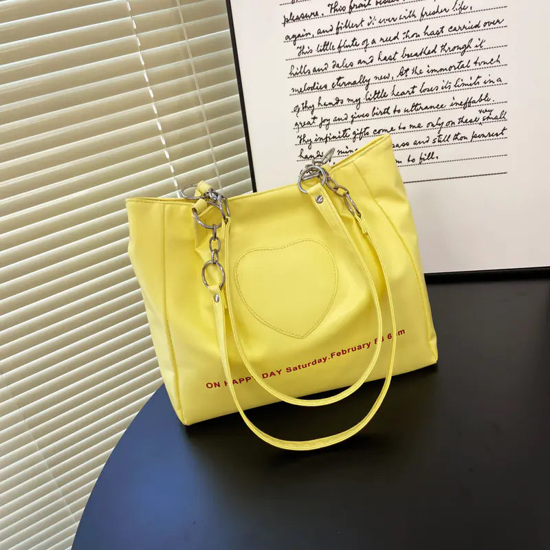 Cute Portable Tote Bag - Large Capacity Commuter Bag Yellow 30*26*10cm