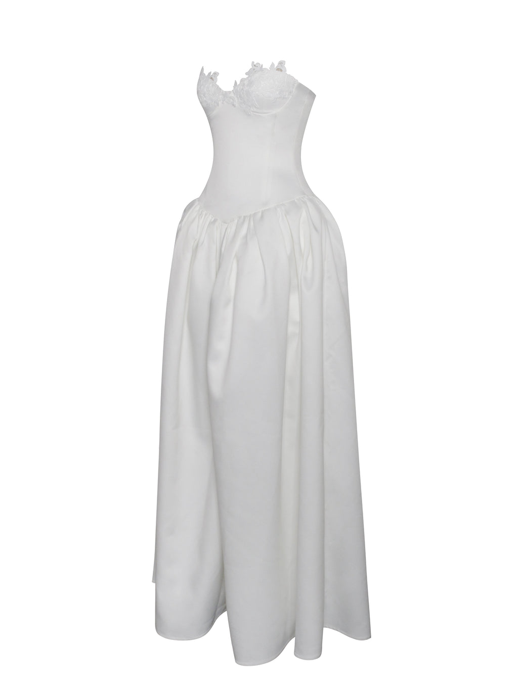 Naila Lace Trim Strapless Drop Waist Wedding Gown