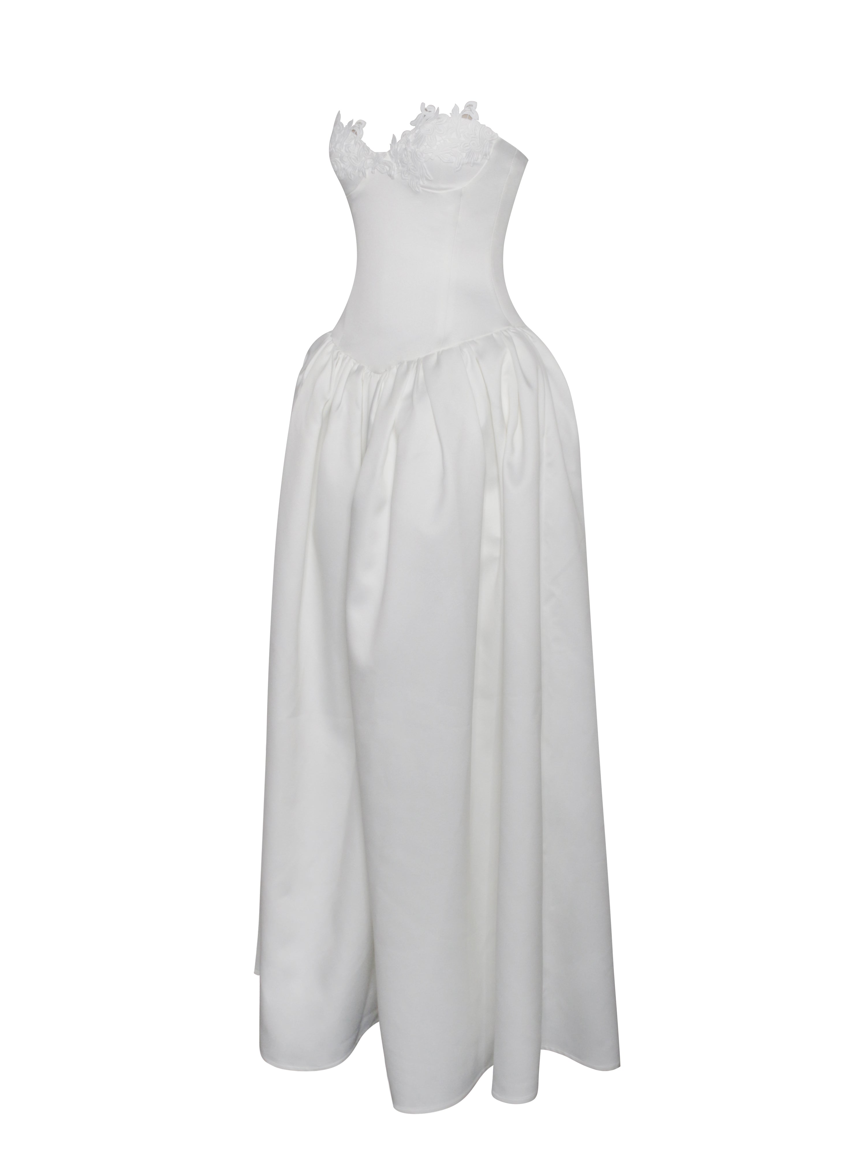 Naila Lace Trim Strapless Drop Waist Wedding Gown