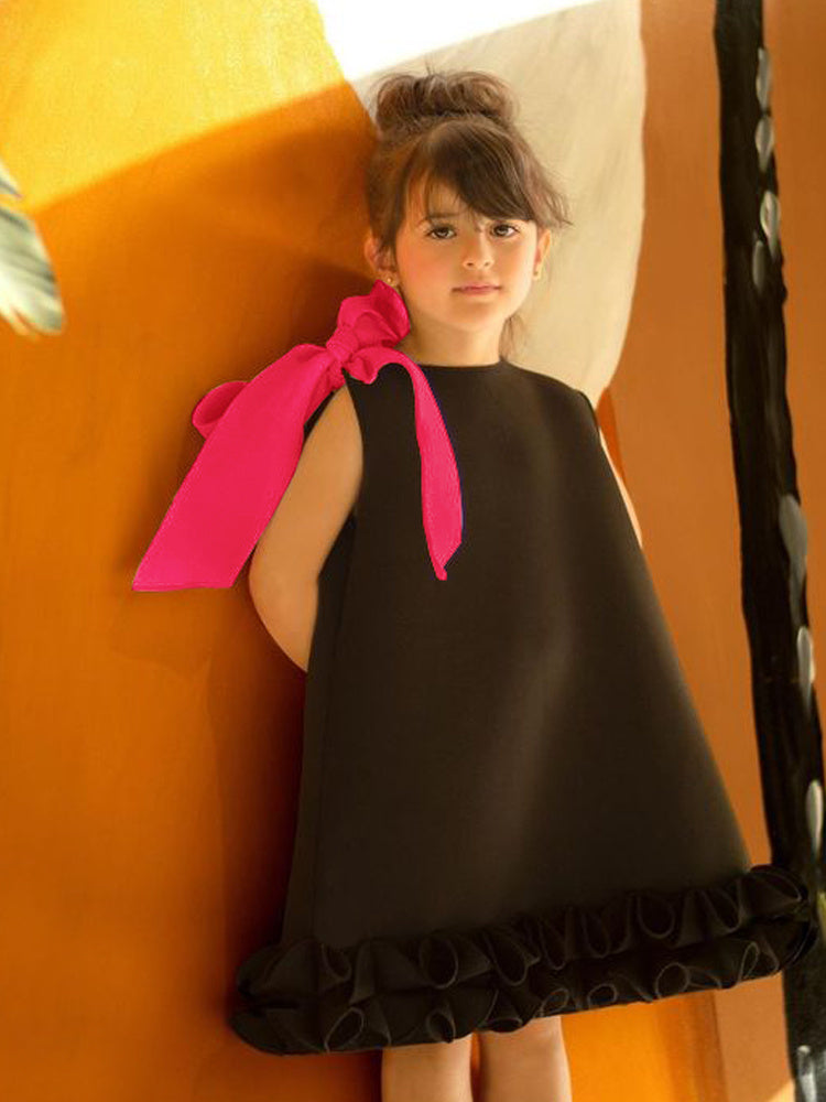 Bowknot Princess Dress Celebrity Children's Wear Black