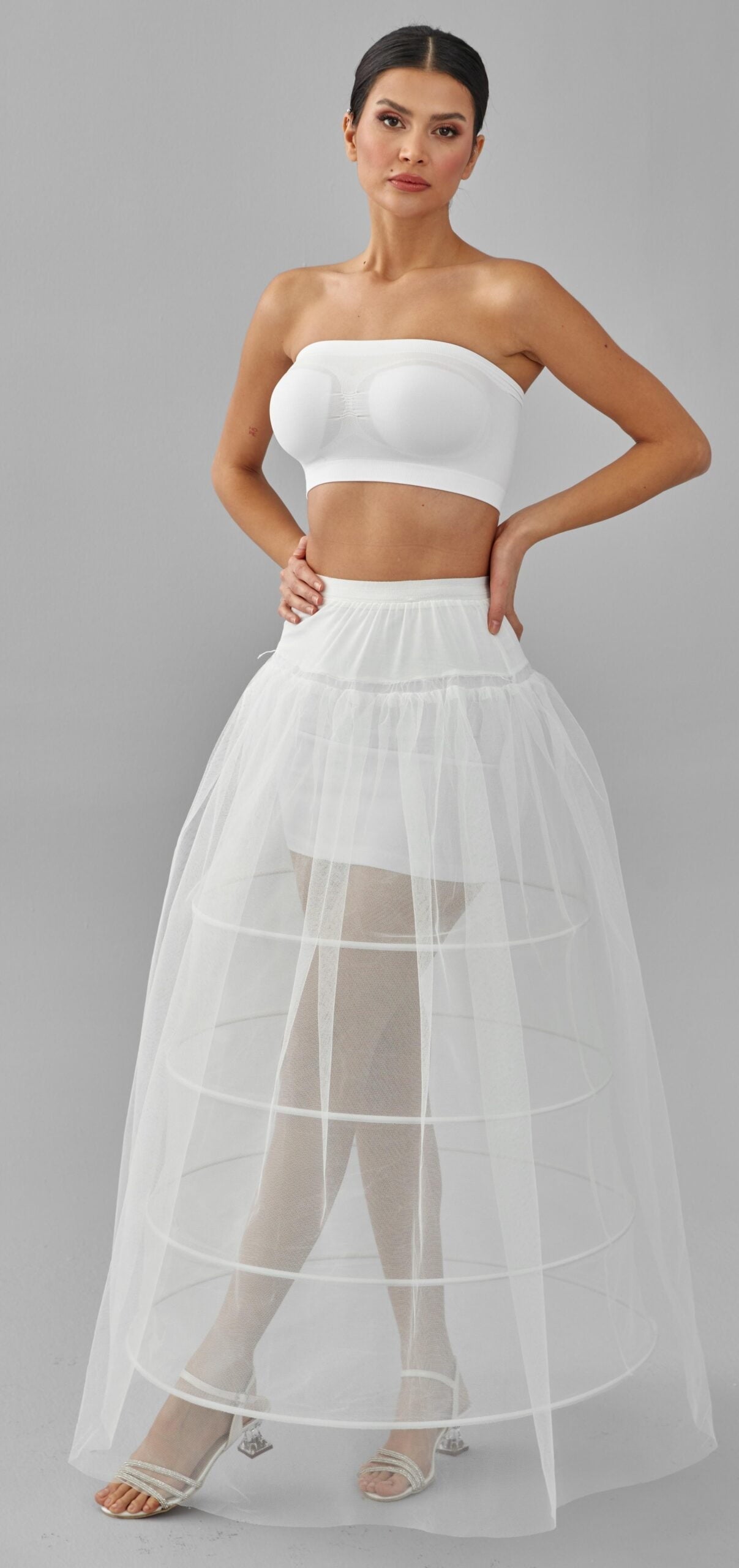 Crinoline, Wedding Dress Underskirt, White Petticoat Skirt, Four Hoop Skirt