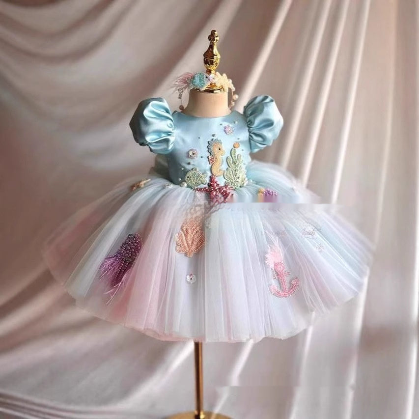 Girls FARCENT Design Princess Dress New Bubble Skirt Sky Blue