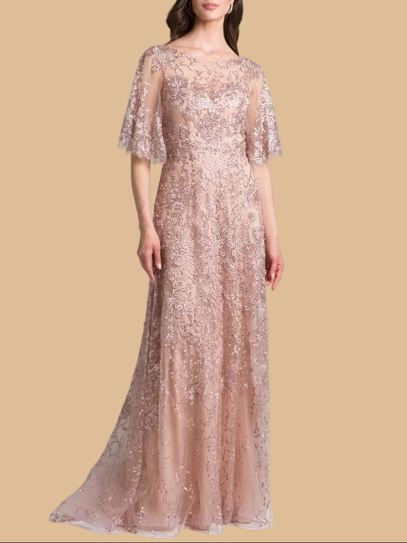 Cape Sleeve Mother's Gown | 33277 Mauve