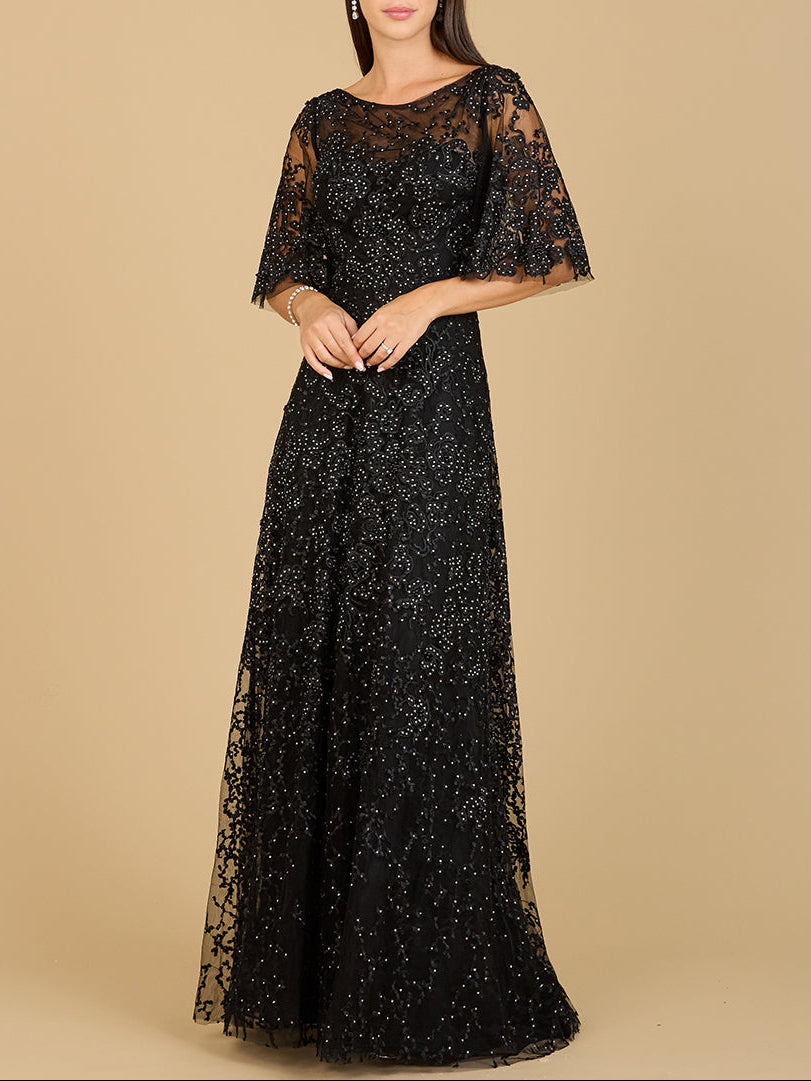 Cape Sleeve Mother's Gown | 33277 Black