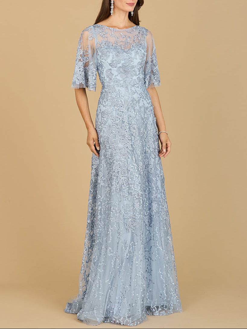Cape Sleeve Mother's Gown | 33277 Light Blue