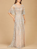 Lara 33277 - Cape Sleeve Mother's Gown Silver