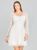 Lara Eliza Beaded A-line Bell Sleeve Bridal Short Dress Ivory