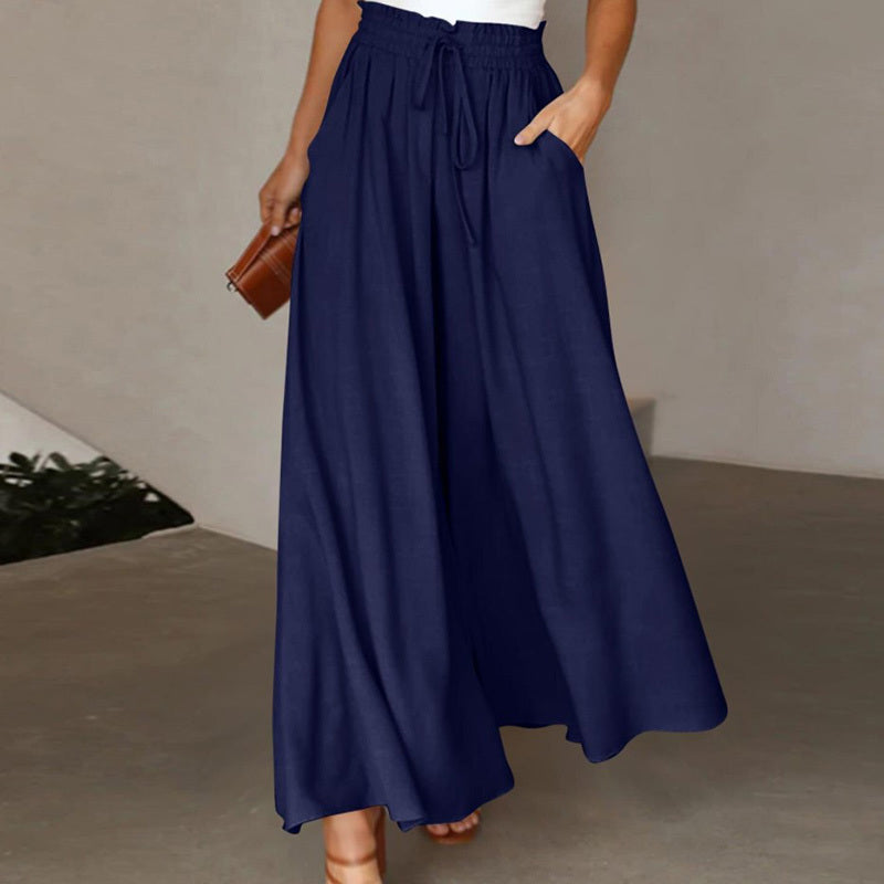 Women's High Waist Wide Leg Pants Navy Blue