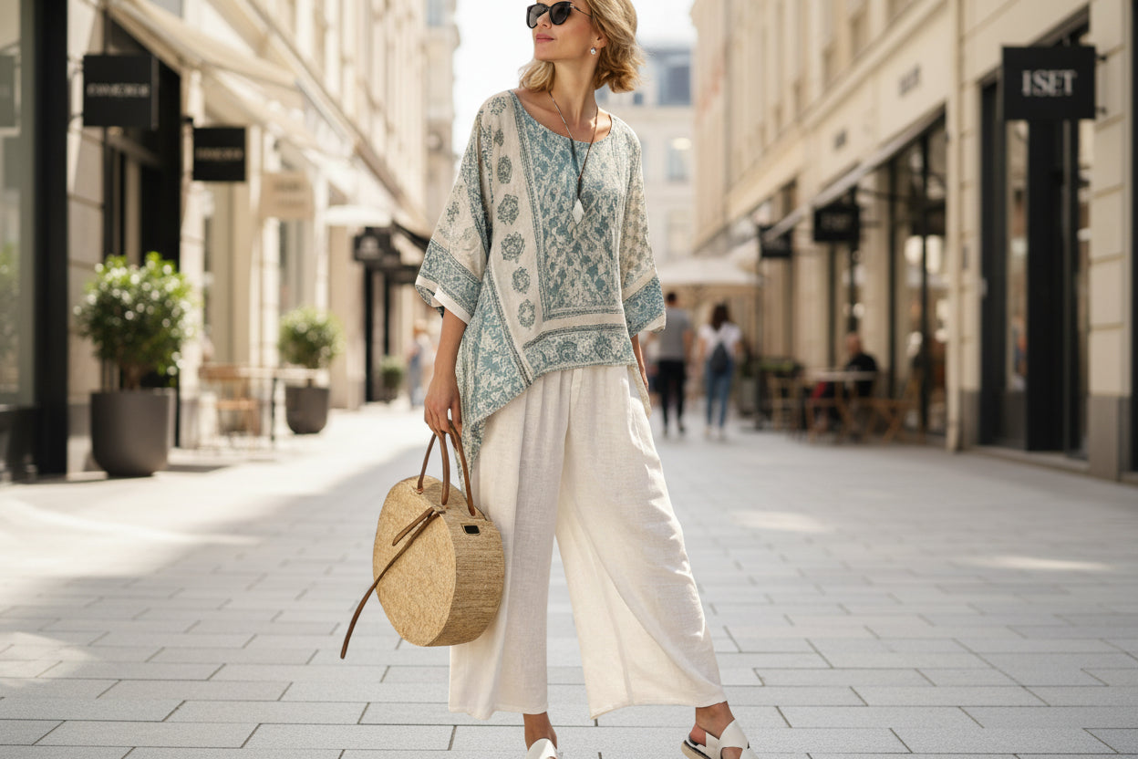 Women’s Beach Vacation Two Piece Set – Loose Summer Outfit 1K288