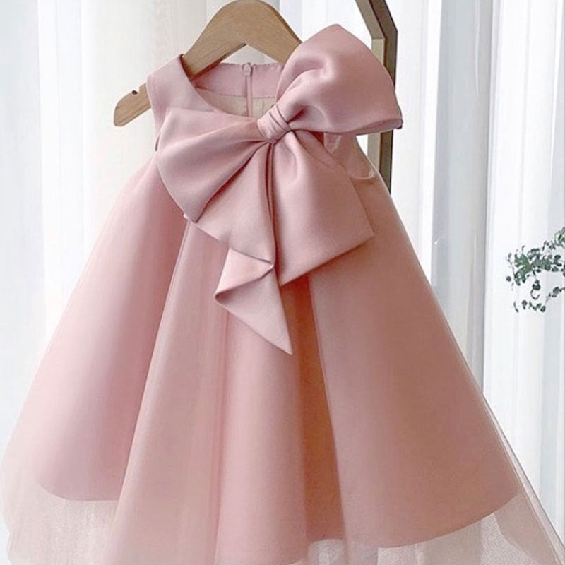 Girls Dress Dress Big Bow Girl Korean Style Baby Girl Dress Pink